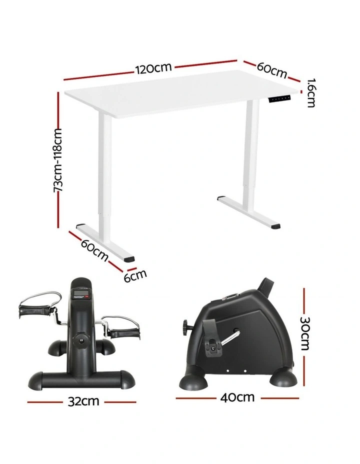 Artiss 120cm Electric Standing Desk with Mini Peal Exercise Bike Home Office image 4