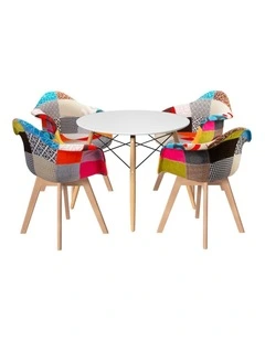 1 Artiss Dining Table and 4 Chairs Set DSW White
