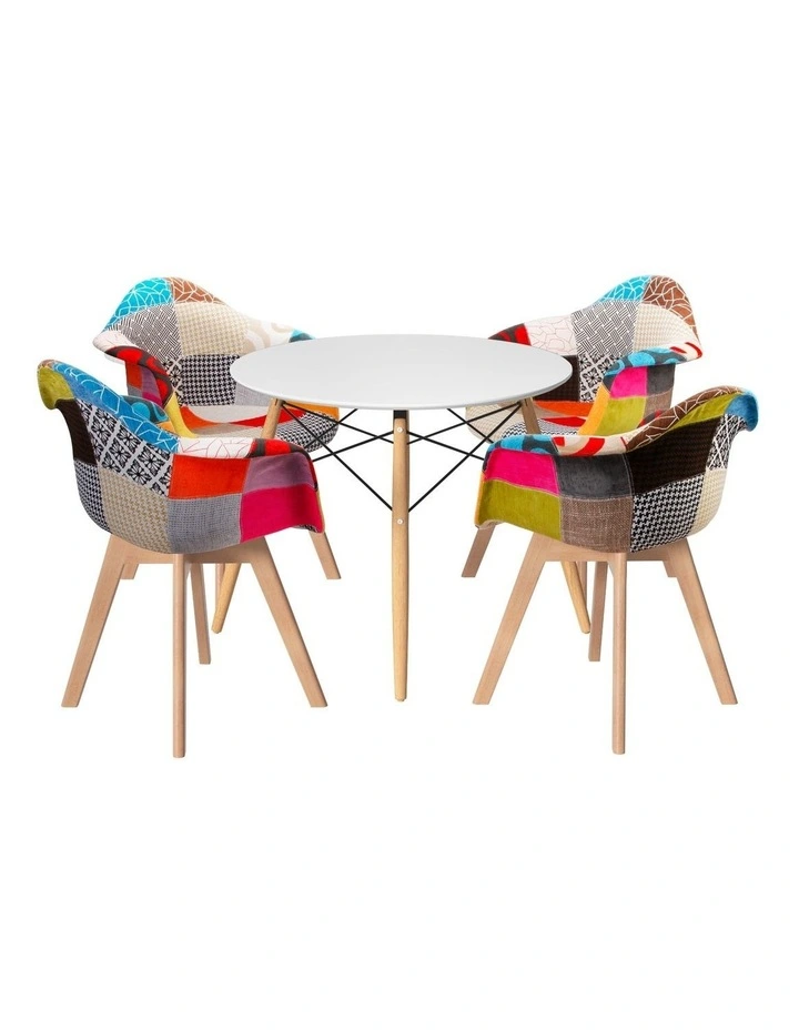 1 Artiss Dining Table and 4 Chairs Set DSW White image 1