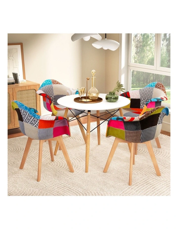 1 Artiss Dining Table and 4 Chairs Set DSW White image 3