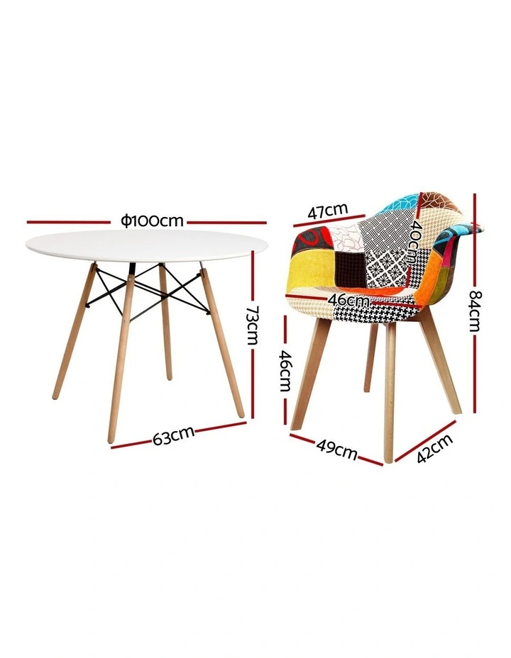 1 Artiss Dining Table and 4 Chairs Set DSW White image 4