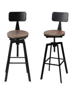 Artiss 4x Bar Stools Kitchen Dining Chairs Adjustable Wood Stool w/Backrest