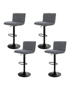 Artiss 4x Bar Stools Vintage Leather Gas Lift Grey