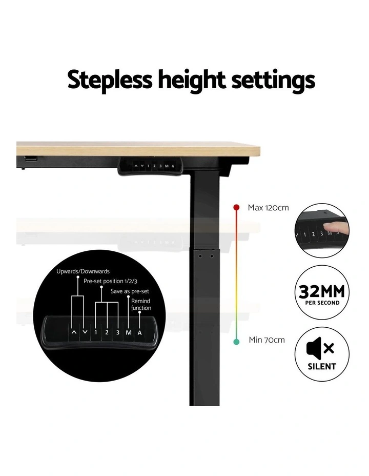 Artiss Standing Desk Motorised Dual Motor White Oak 140CM image 6