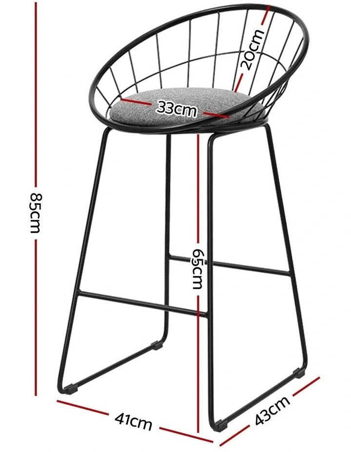 Artiss 4x Bar Stools Padded Seat Metal image 4