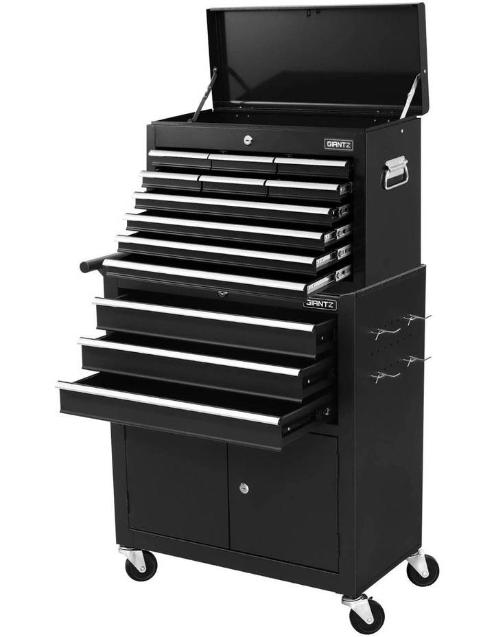 Giantz 13 Drawer Tool Box Cabinet Chest Toolbox Storage Garage Organiser Black image 1