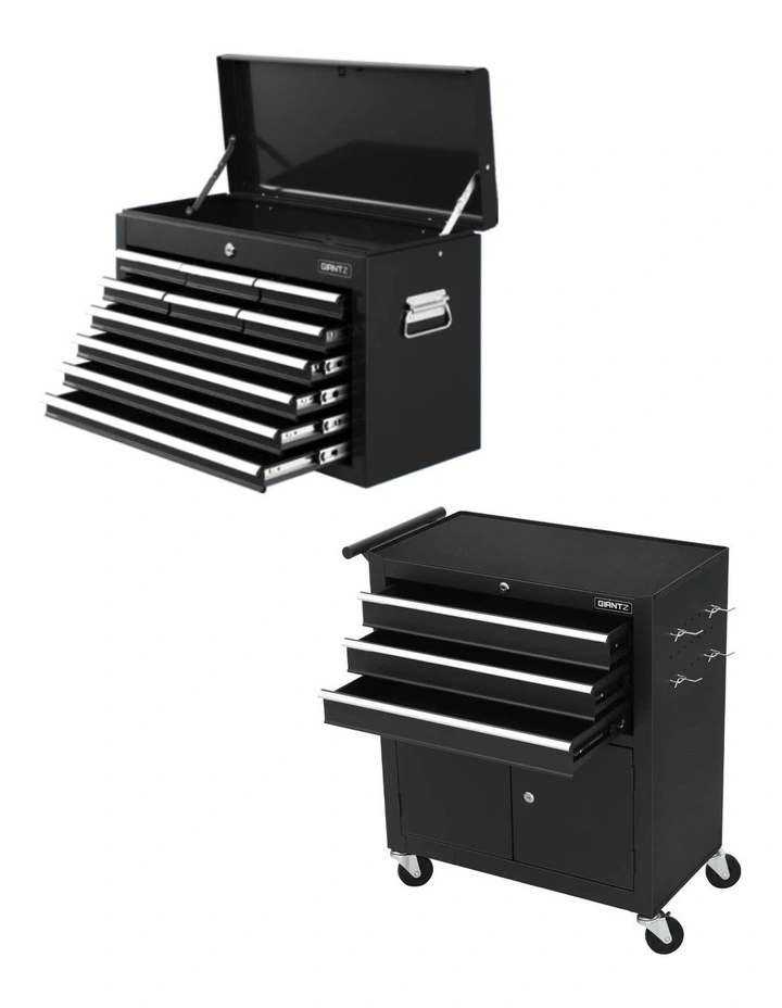 Giantz 13 Drawer Tool Box Cabinet Chest Toolbox Storage Garage Organiser Black image 2