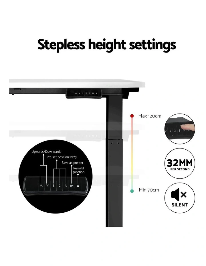 Artiss Standing Desk Motorised Dual Motor White 140CM image 6