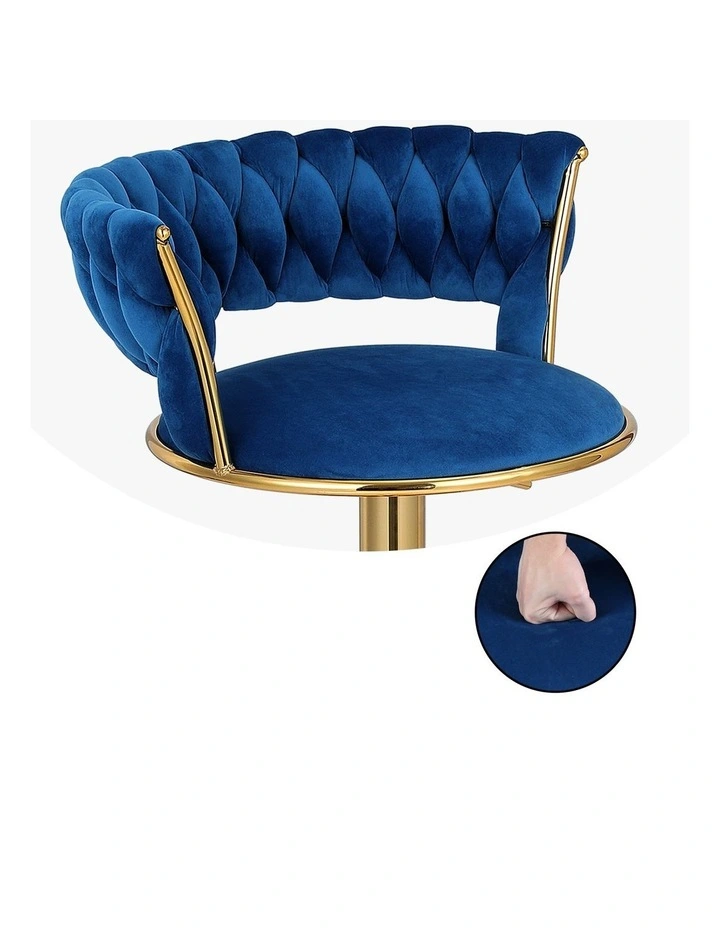 Artiss 4x Bar Stools Gas Lift Velvet Woven Backrest Navy image 6