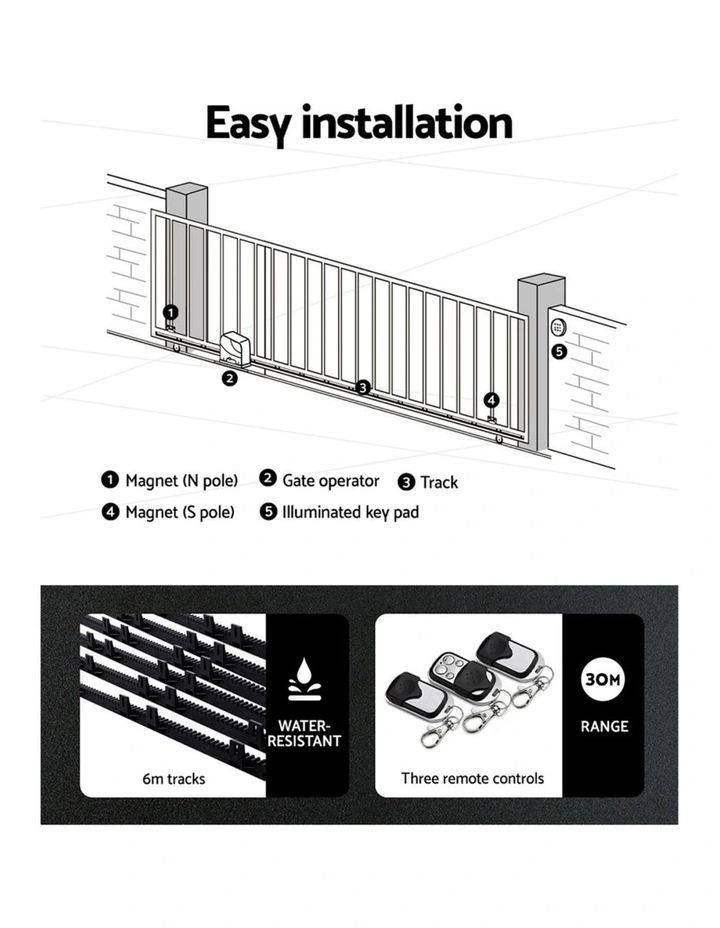 LockMaster Automatic Sliding Gate Opener Kit 10W Solar 6M 600KG image 7