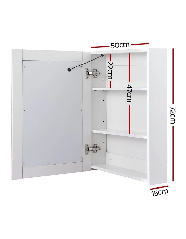 Bathroom Mirror Cabinet LED 500x720mm Medicine Wall Storage image 4