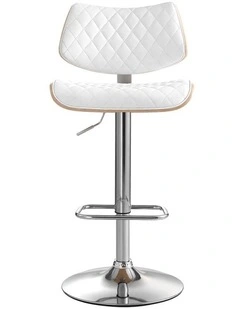 Artiss Bar Stools Kitchen Dining Chairs Gas Lift Stool Wooden Leather White