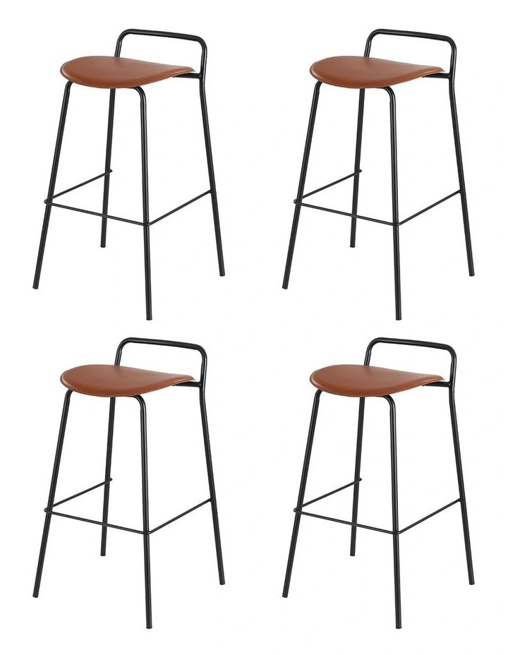 4x Artiss Bar Stools Kitchen Counter Dining Chair Metal Brown image 1