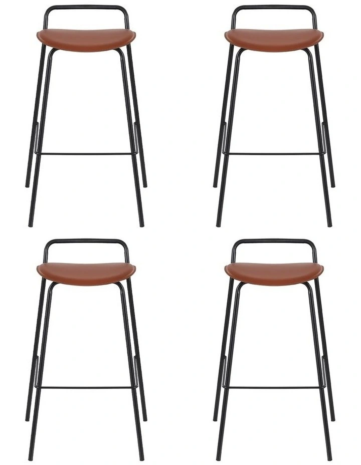 4x Artiss Bar Stools Kitchen Counter Dining Chair Metal Brown image 2