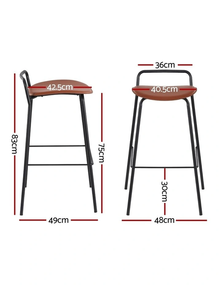 4x Artiss Bar Stools Kitchen Counter Dining Chair Metal Brown image 3
