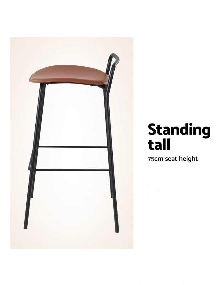 4x Artiss Bar Stools Kitchen Counter Dining Chair Metal Brown image 6
