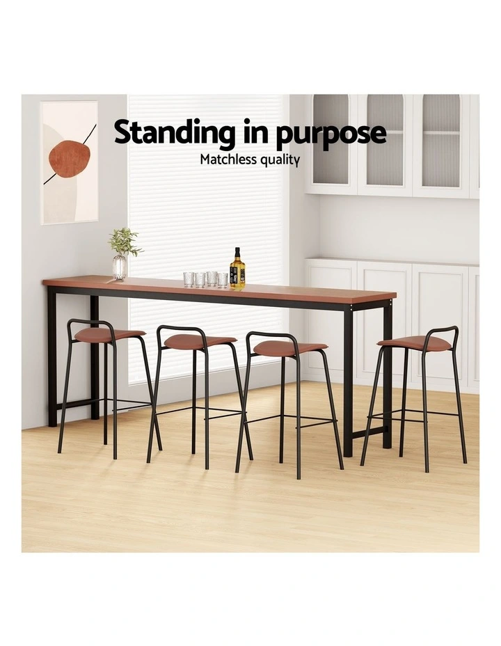 4x Artiss Bar Stools Kitchen Counter Dining Chair Metal Brown image 7