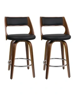 Artiss 2x Bar Stools Swivel Leather Chair 76cm