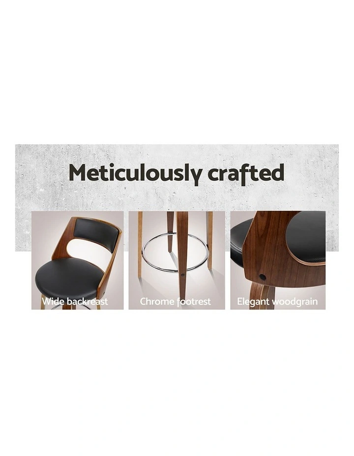 Artiss 2x Bar Stools Swivel Leather Chair 76cm image 6