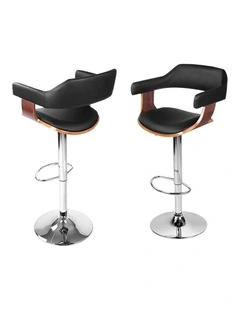 Artiss 4x Bar Stools Gas Lift Leather w/Armrest Black