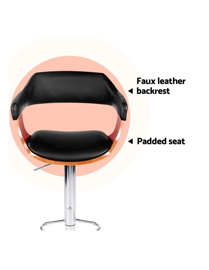 Artiss 4x Bar Stools Gas Lift Leather w/Armrest Black image 6