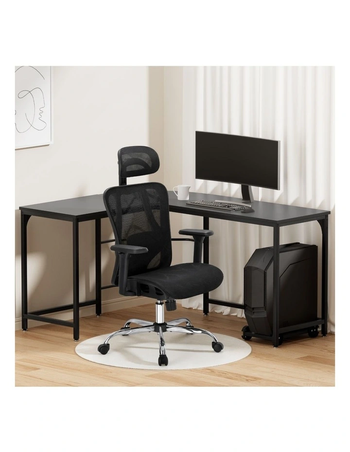 Artiss Computer Desk L-Shape Corner Desks Ergonomic Office Chair Mesh Chairs image 3