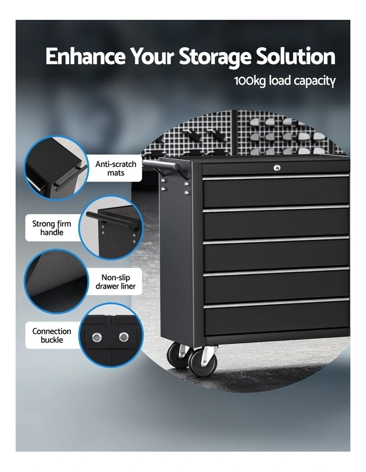 Giantz Tool Chest Trolley 10 Drawers Toolbox Storage Black image 5