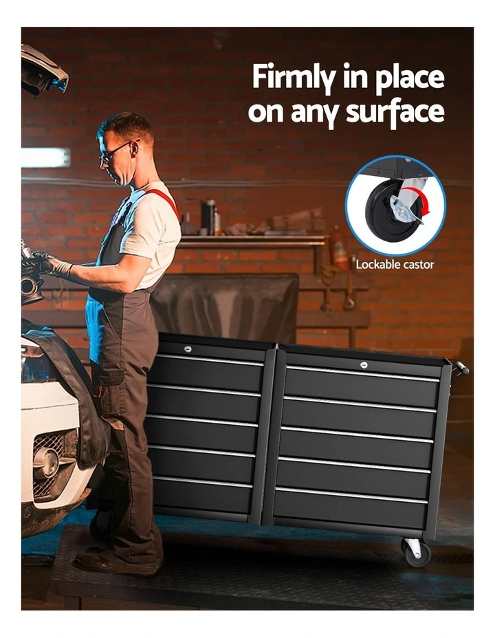 Giantz Tool Chest Trolley 10 Drawers Toolbox Storage Black image 7