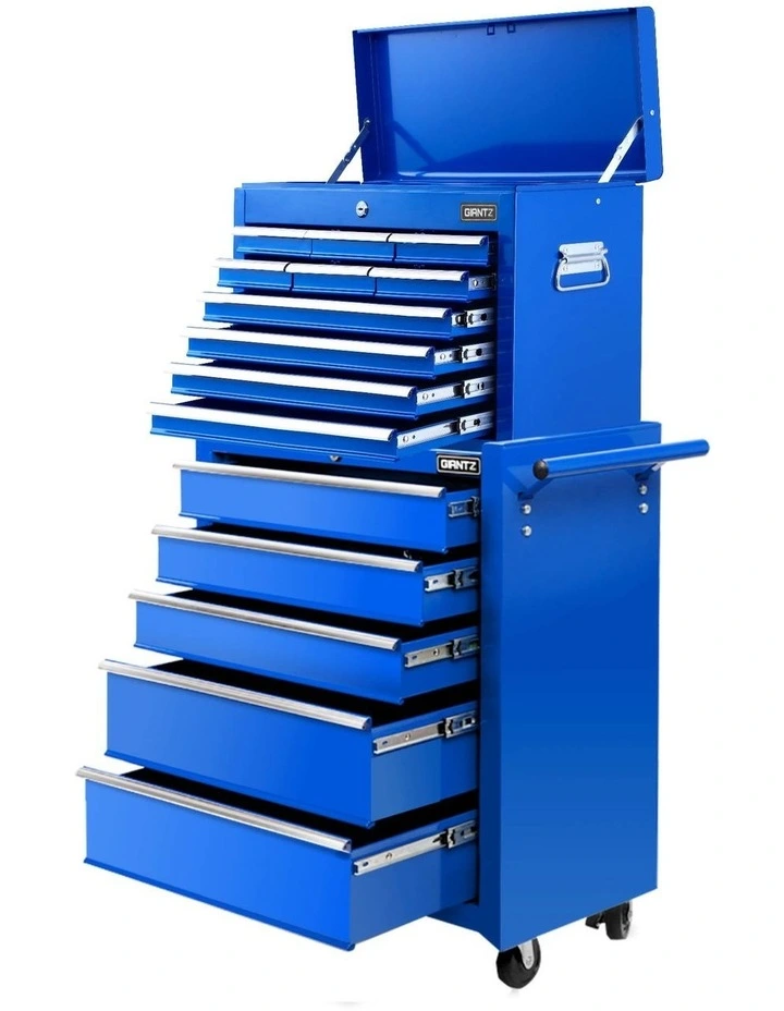 Giantz 15 Drawers Tool Chest Trolley Toolbox 2-in-1 Storage Blue image 1