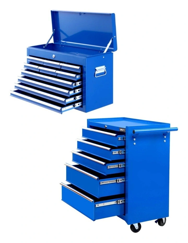 Giantz 15 Drawers Tool Chest Trolley Toolbox 2-in-1 Storage Blue image 2