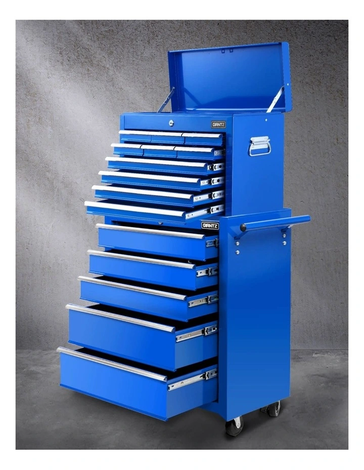 Giantz 15 Drawers Tool Chest Trolley Toolbox 2-in-1 Storage Blue image 3