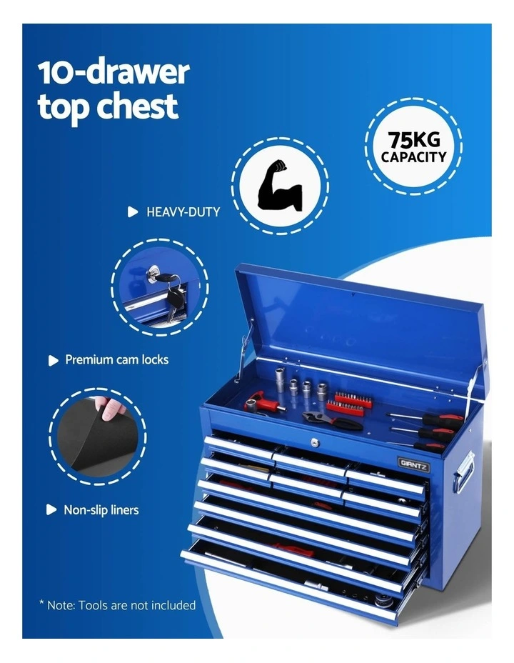 Giantz 15 Drawers Tool Chest Trolley Toolbox 2-in-1 Storage Blue image 5