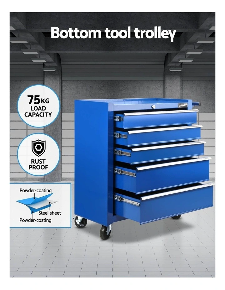 Giantz 15 Drawers Tool Chest Trolley Toolbox 2-in-1 Storage Blue image 6