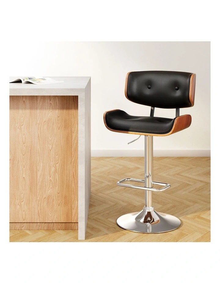Artiss Bar Stools Gas Lift Leather Black image 4