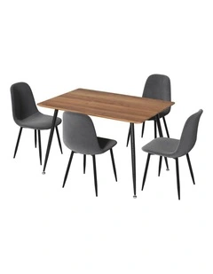1 Artiss Dining Table and 4 Chairs Set Grey Metal