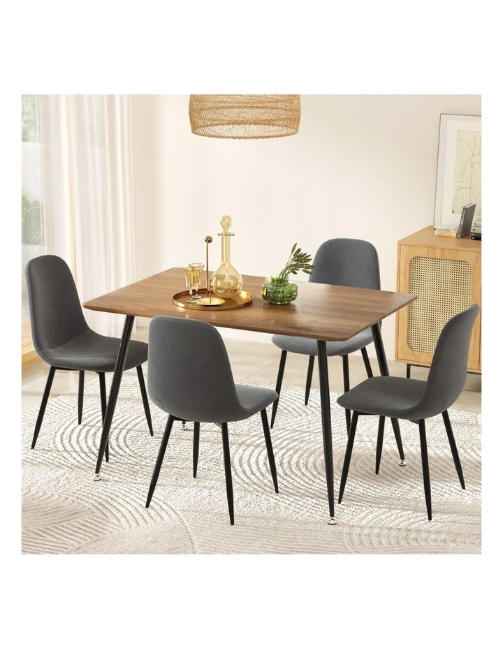1 Artiss Dining Table and 4 Chairs Set Grey Metal image 3