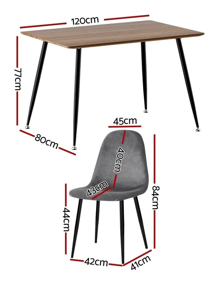 1 Artiss Dining Table and 4 Chairs Set Grey Metal image 4