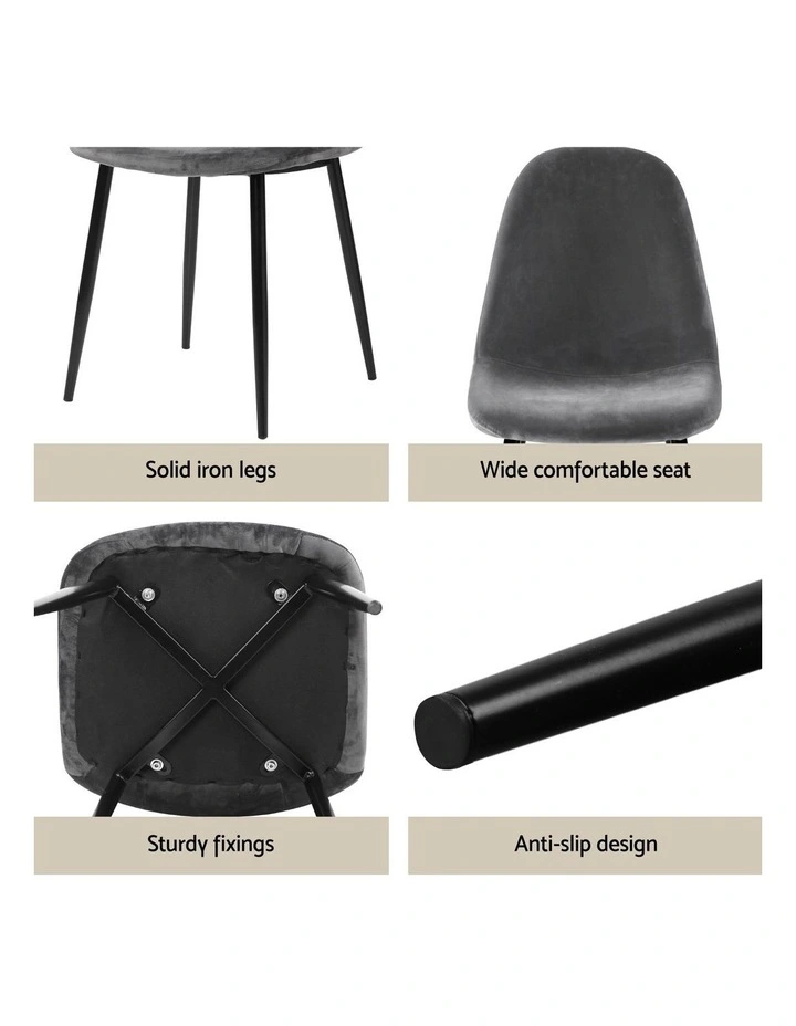 1 Artiss Dining Table and 4 Chairs Set Grey Metal image 7