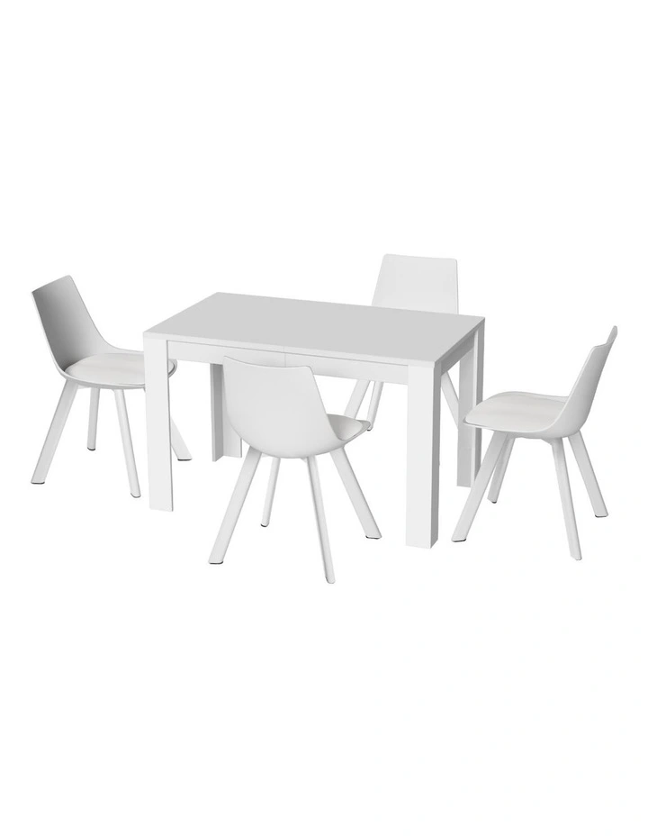 1 Artiss Dining Table and 4 Chairs Set Rectangle White image 1