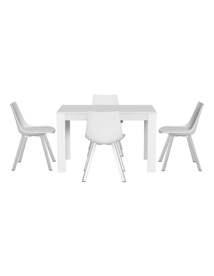 1 Artiss Dining Table and 4 Chairs Set Rectangle White image 2