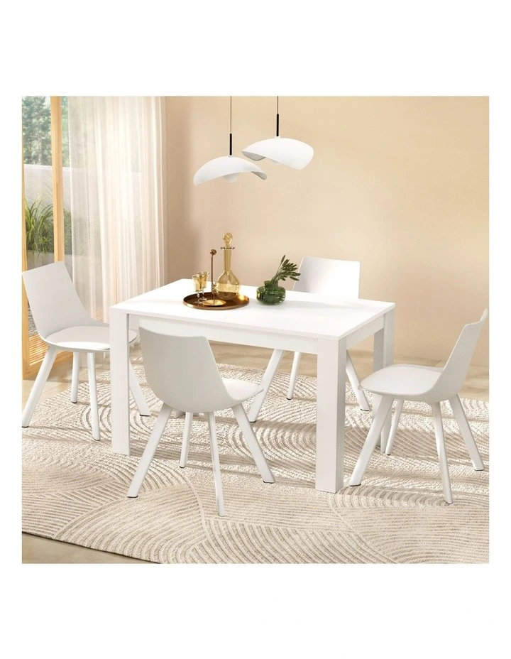 1 Artiss Dining Table and 4 Chairs Set Rectangle White image 3