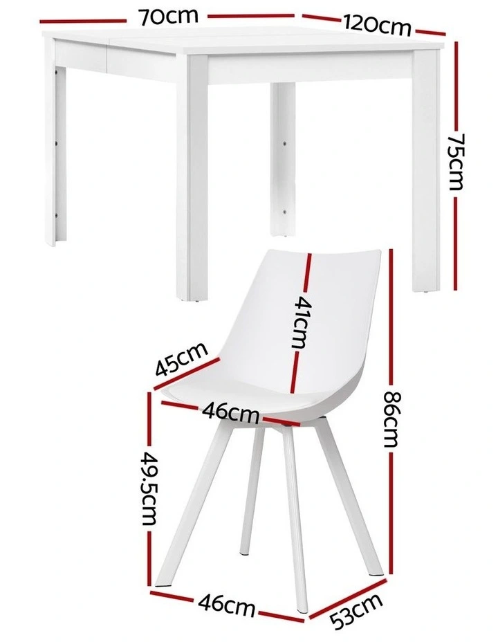 1 Artiss Dining Table and 4 Chairs Set Rectangle White image 4