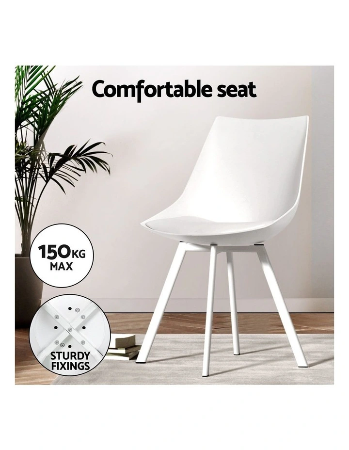 1 Artiss Dining Table and 4 Chairs Set Rectangle White image 7