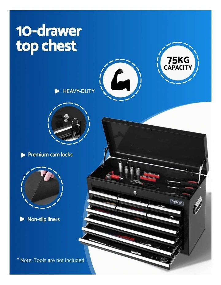 Giantz 15 Drawers Tool Chest Trolley Toolbox 2-in-1 Storage Black image 5