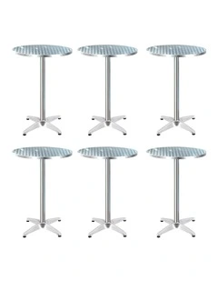 Gardeon Set of 6 Outdoor Bar Table Aluminium Round 70/110CM