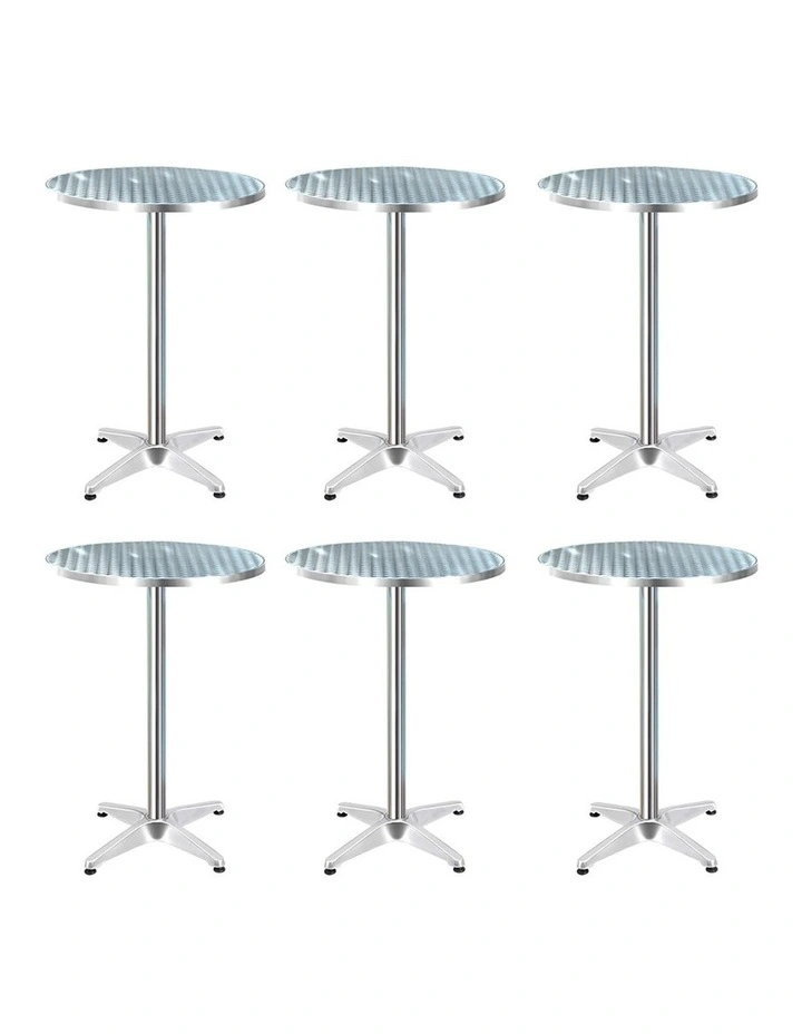 Gardeon Set of 6 Outdoor Bar Table Aluminium Round 70/110CM image 1