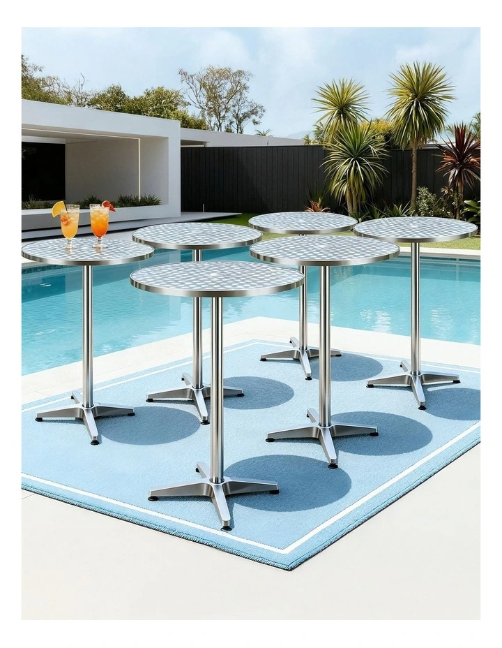 Gardeon Set of 6 Outdoor Bar Table Aluminium Round 70/110CM image 3