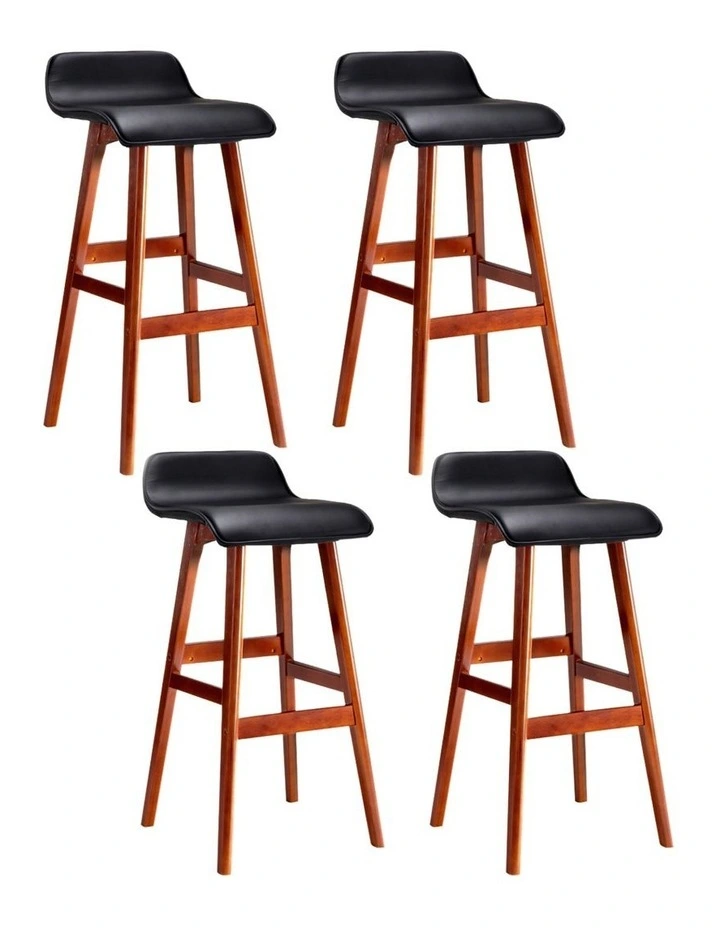 Artiss 4x Bar Stools Wooden Stool Black image 1