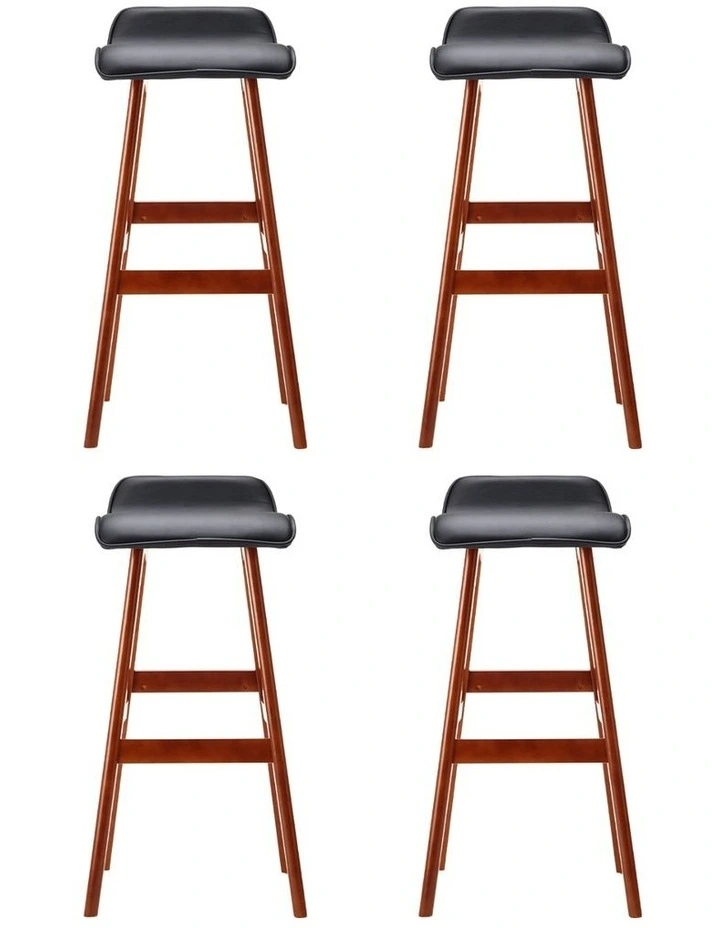 Artiss 4x Bar Stools Wooden Stool Black image 2