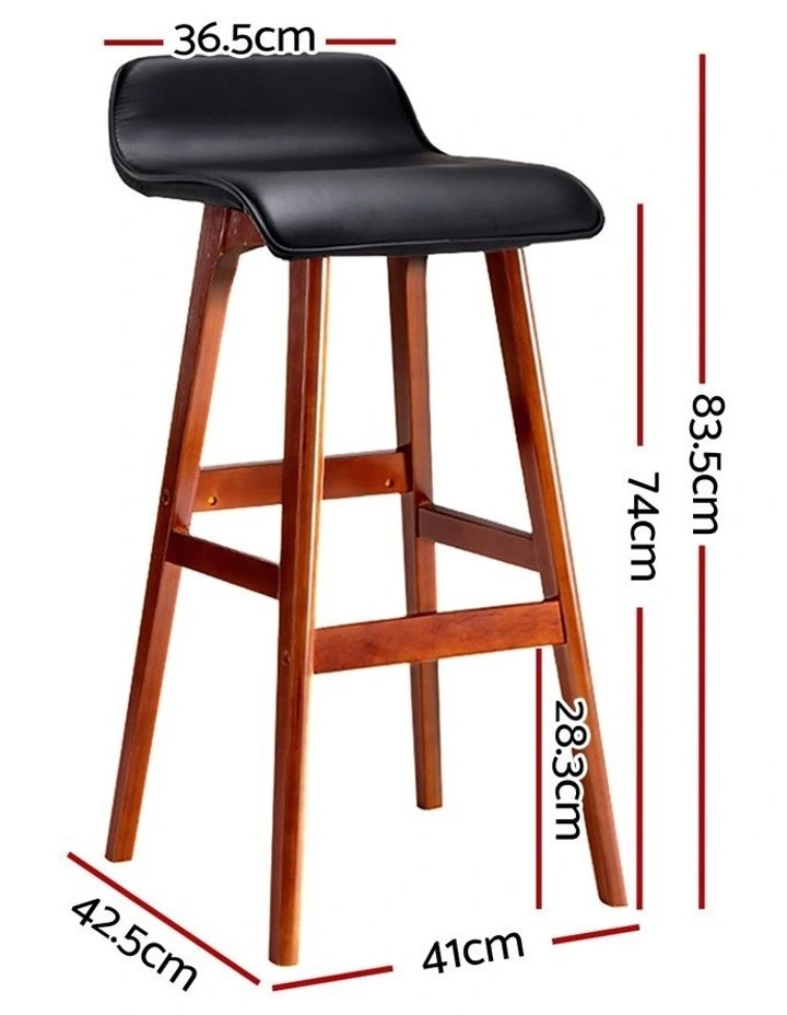Artiss 4x Bar Stools Wooden Stool Black image 3